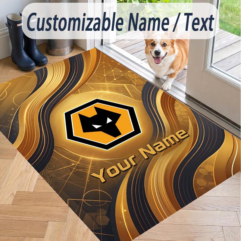 Custom Text Printed Rug Wolverhampton Wanderers Football Non Slip Floor Carpet For Home Room Decor