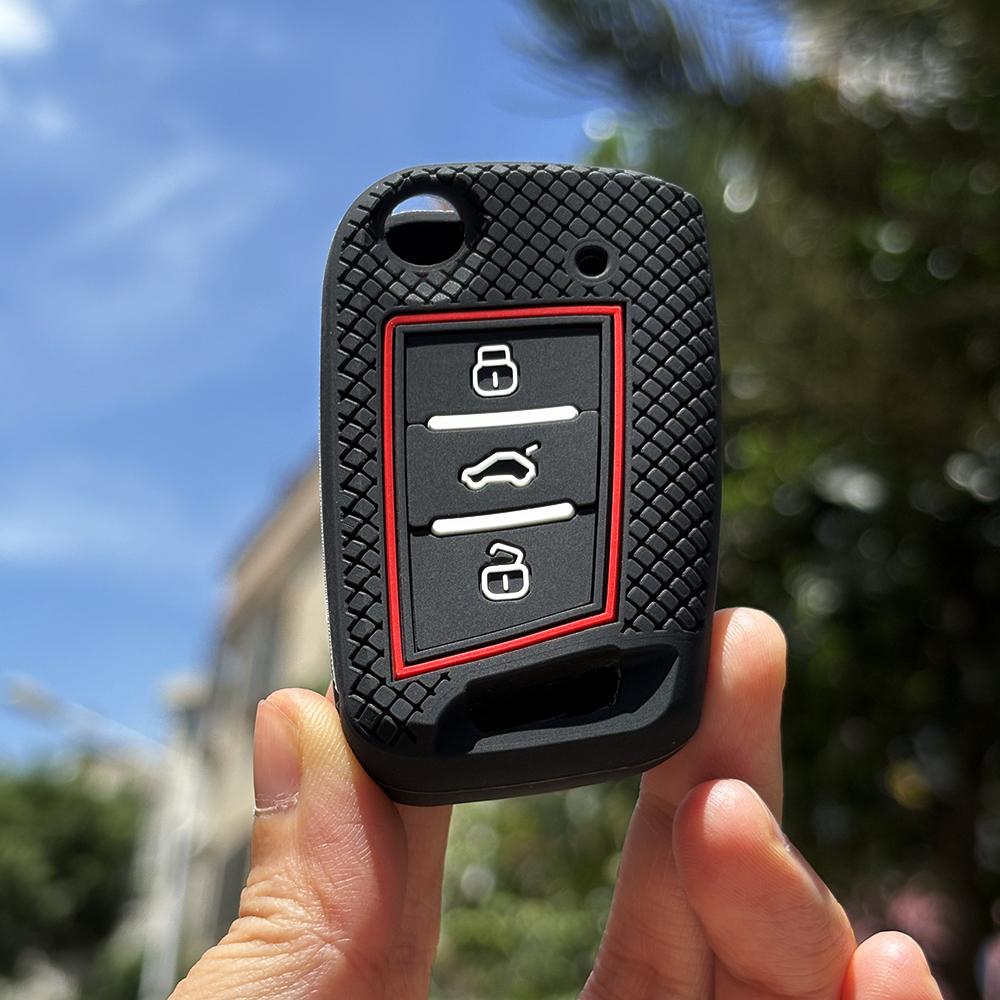 

Keychain Protect For Skoda Octavia A5 Fabia For Vw Caravelle Passat Jetta Golf 6 7 Polo Seat Arona Ateca Silicone Car Key Case