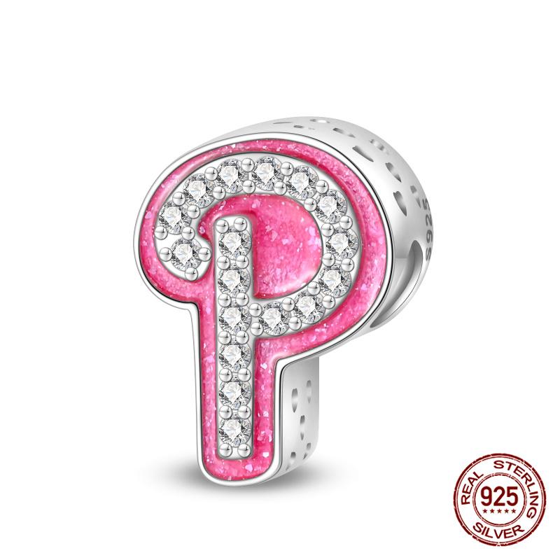 Authentic Pink Charm Bead Charms Bead Charms Copper 26 Letter Charm Bead Charms Compatible With Authentic Bracelets Do It Yourself Jewellery Making Wo