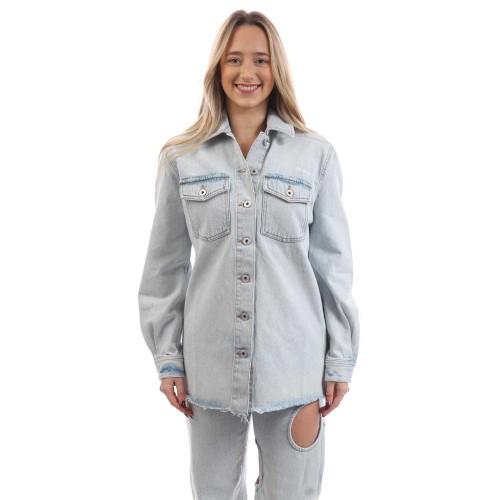 Koszula damska Off White z diagonalnym wzorem i długim rękawem