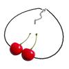 Cherry Pendant Necklace Women Sweet Necklace Playful Necklace Glass Texture for Everyday Wear or Special Occasions
