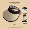 Women's Summer Wide-Brimmed Open-Top Straw Hat for Face and Sun Protection, Outdoor Cycling UV Protection Sun Hat with Black Coating