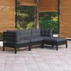 Day and Night - Day and Night Garden Furniture 4 Pieces with Black Pine Wood Cushions