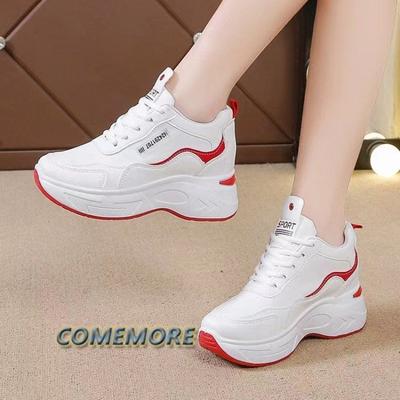 Fashion Women's Sneakers Black Casual Shoes Women Platform Heels Wedges Height Increasing 2024 Autumn Round Head Ladies Vulcanized Shoes