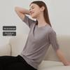 Women's Mulberry Silk Blend Short Sleeve Knit T-Shirt