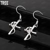 925 Sterling Silver Simple Twisted Cross AAA Zirconia Earrings - Stylish Evening Jewelry