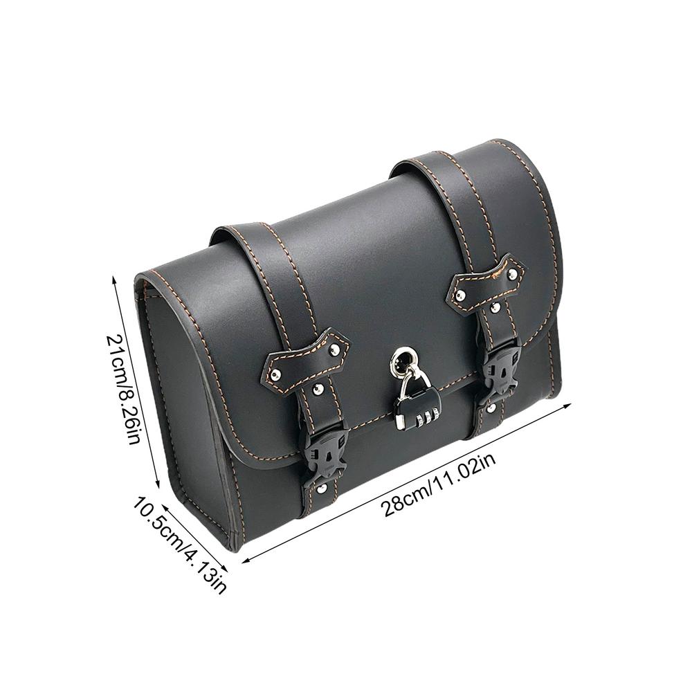 

Сумка для инструментов для мотоцикла, кожаная сумка-рулон для мотоцикла в стиле ретро, водонепроницаемая сумка-бочка из искусственной кожи с 2 ремнями, сумка для вилки чёрный