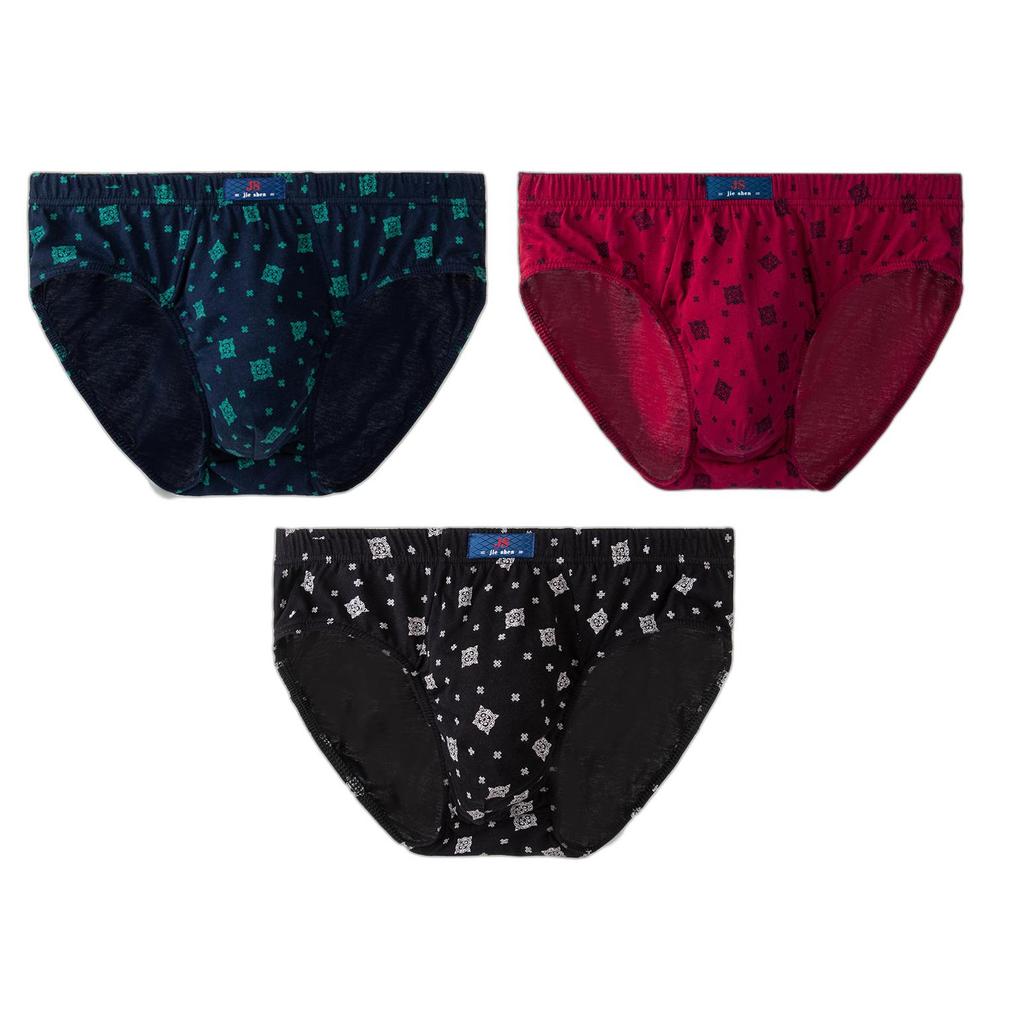3Pcs Men's Cotton Briefs Knickers Printing Panties Breathable Underwear Youth Comfortable Underpants L XL XXL 3XL 4XL