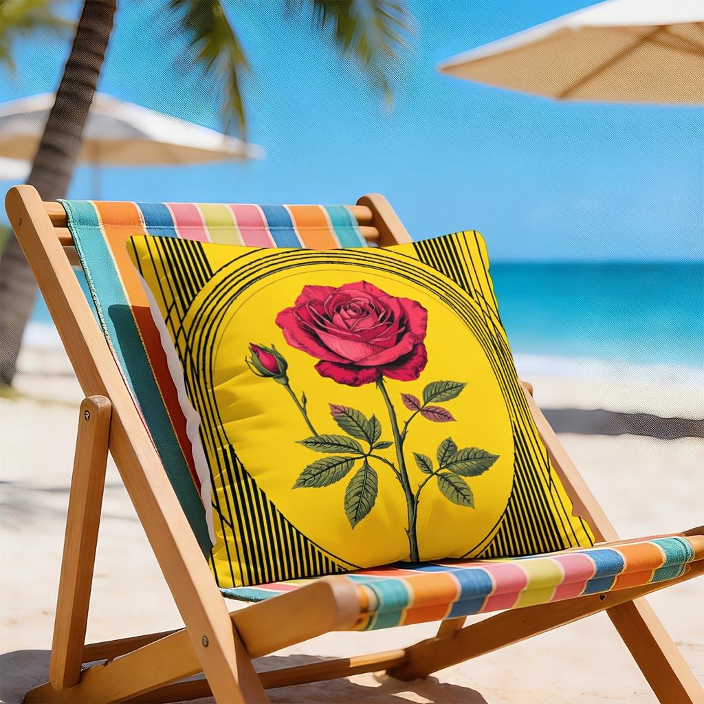 Luxury Red Rose Floral Print Pillowcase Cushion Cover Yellow Yellow Cottagecore Style Romantic Home Decor Accent