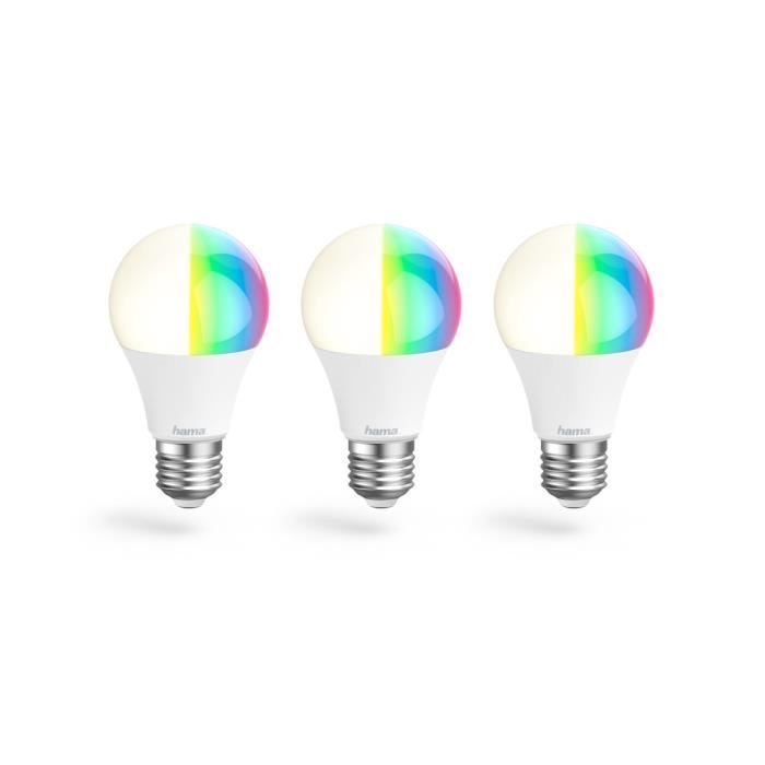 Amp. LED WLAN, E27, 8,5W, RGBW, Dimmable, Ampoule. Std, Comm. Vocal-Application, 3P.