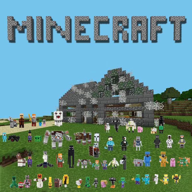 Figure Minecraft Steve Lui Blocchi da Costruzione Giocattoli Mattoncini Regali di Compleanno per Bambini