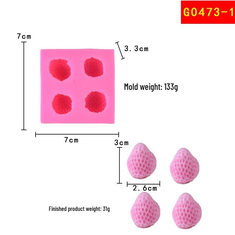 Silikon Fondantform für Fruchtserie: Orange, Erdbeere, Blaubeere, Himbeere
