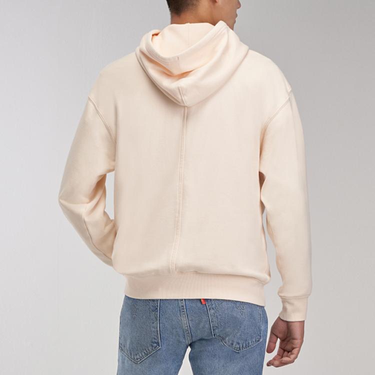 Levis Logo Print Solid Color Drawstring Hoodie Men Hoodies Off-White A0144-0002
