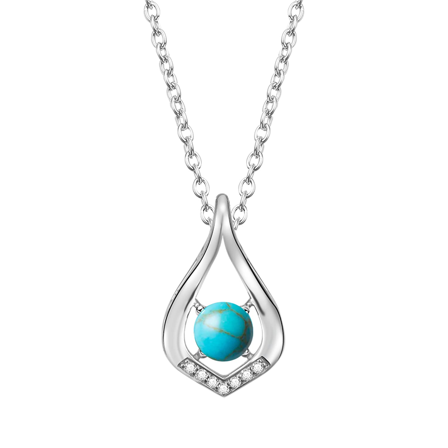 

Necklace for December Drop Platinum Silver Gift Wrapping Included [KIMIEVOL] Women, Turquoise, Birthstone, Motif, Plated, 925, Jewelry, Accessories,