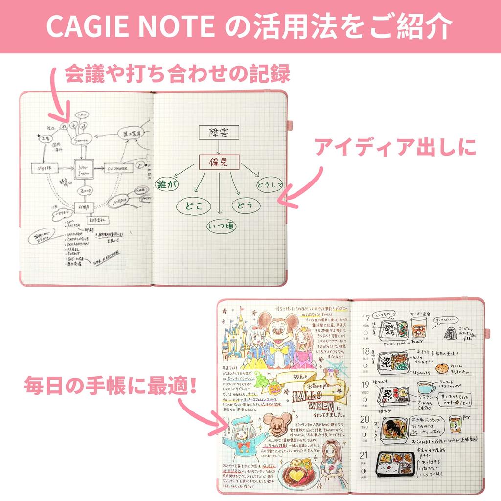 CAGIE 5mm A5 Classic Business x with Pen Pink Notebook, Grid, Notebook, Hardcover, Notebook, Journal, Notebook, 14.5cm 21cm, Holder,