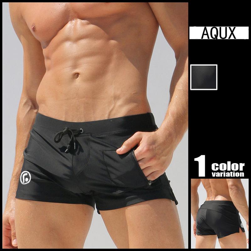 UXH Herren Badehose mit flachem Bein, vertikalem Streifen und Reißverschlusstasche - Modische Übergröße Strandbekleidung