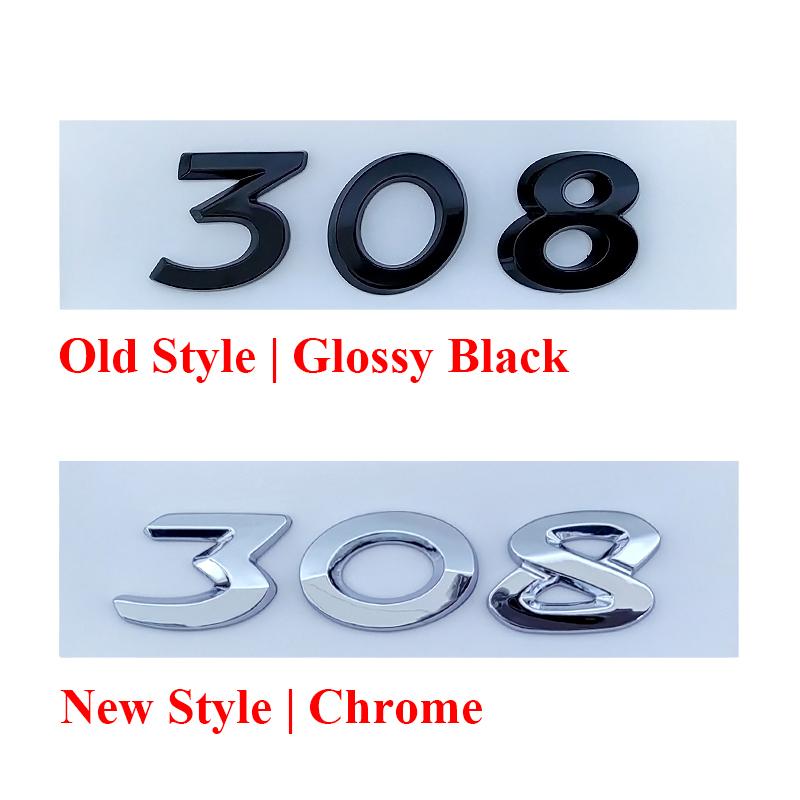 3d ABS Chrome Black  408 206 207 301 307 508 308 Emblem Letters Nameplate Number Sticker Car Trunk Badge Decal Accessories