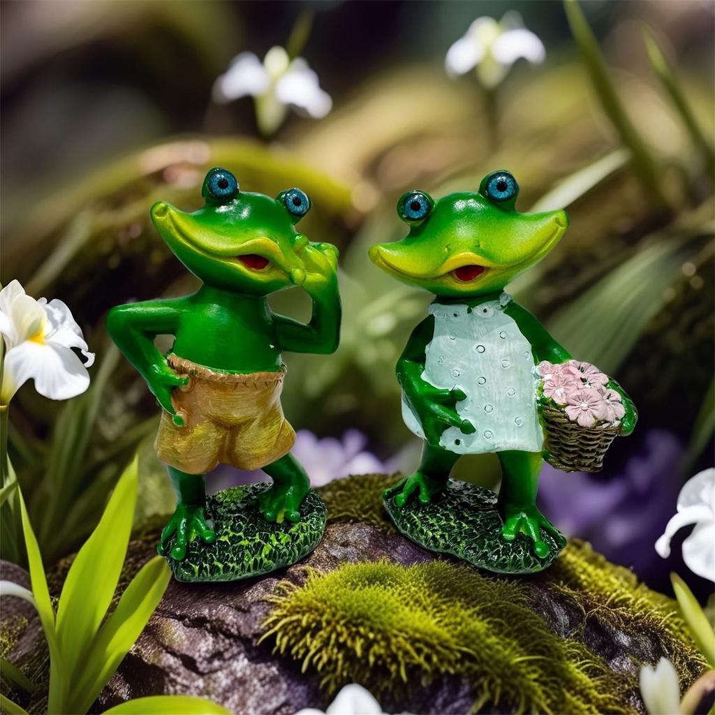 Whimsical Frog Garden Sculptures Adorable Sitting Frog Family Statues Charming Yard Decor for Home and Garden