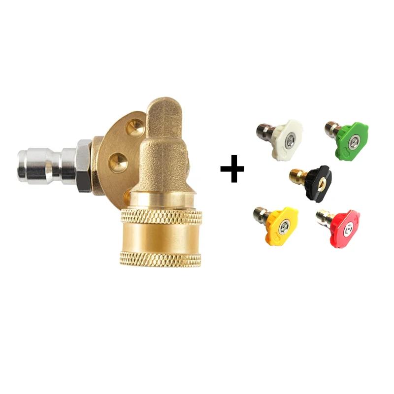 180° Pivoting Pressure Washer Coupler with 5 Angle Nozzle Tips, 1/4" Quick Connect Gutter Cleaner Attachment for Home Use