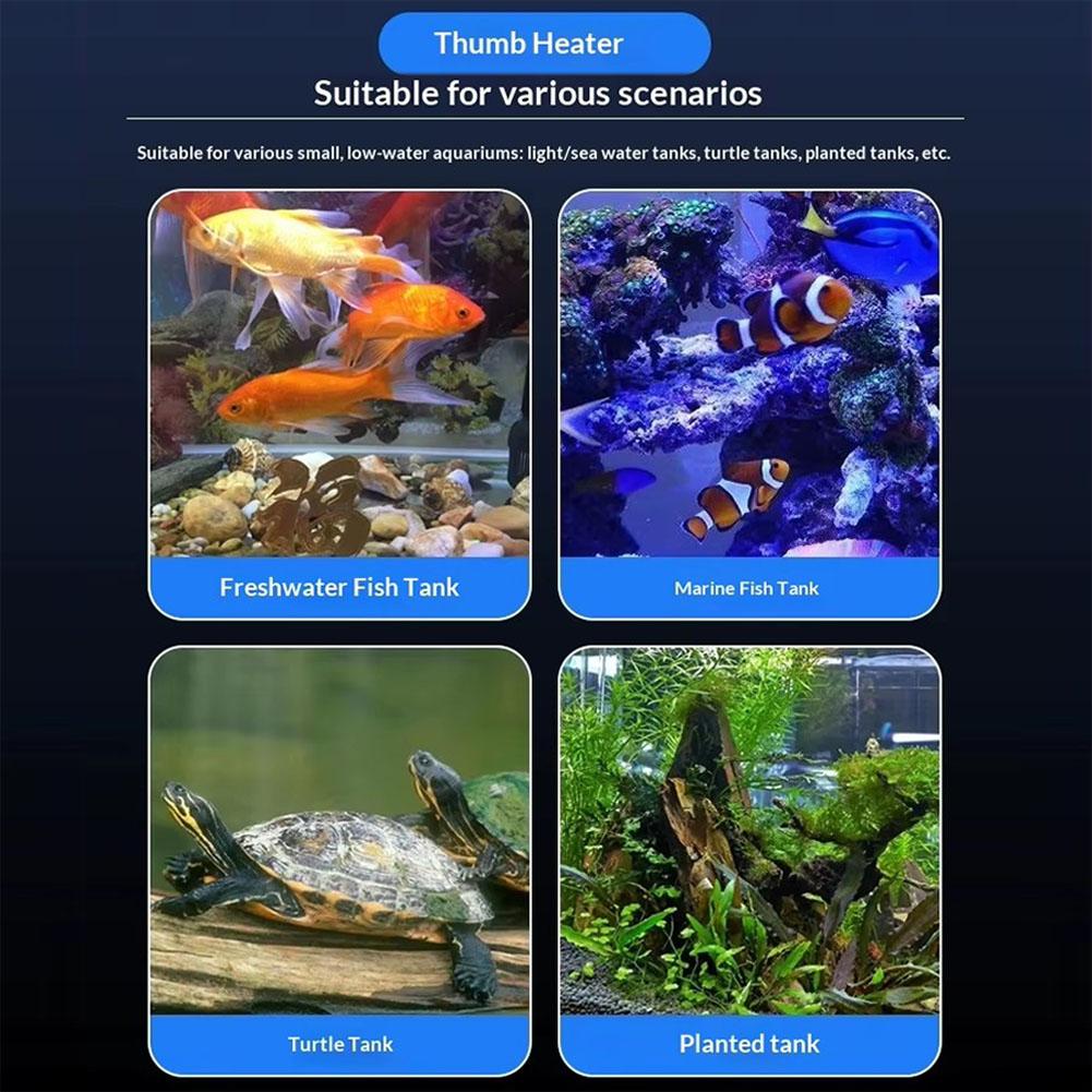 Mini Aquarium verwarmingsstaaf Vissenkom Aquarium Verwarmer Dompelbare Thermostaat Verwarmer 18-34°C Instelbare Temperatuur USB Opladen