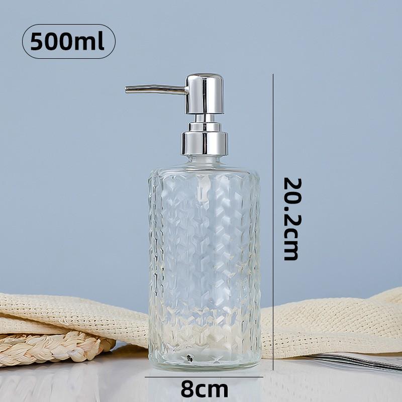 500ml European Style Refillable Glass Pump Bottle for Soap, Shampoo, Conditioner, or Shower Gel