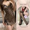 Sexy lingerie leopard print flirting suspenders women's bra nightgown passion pajamas seduction lace skirt