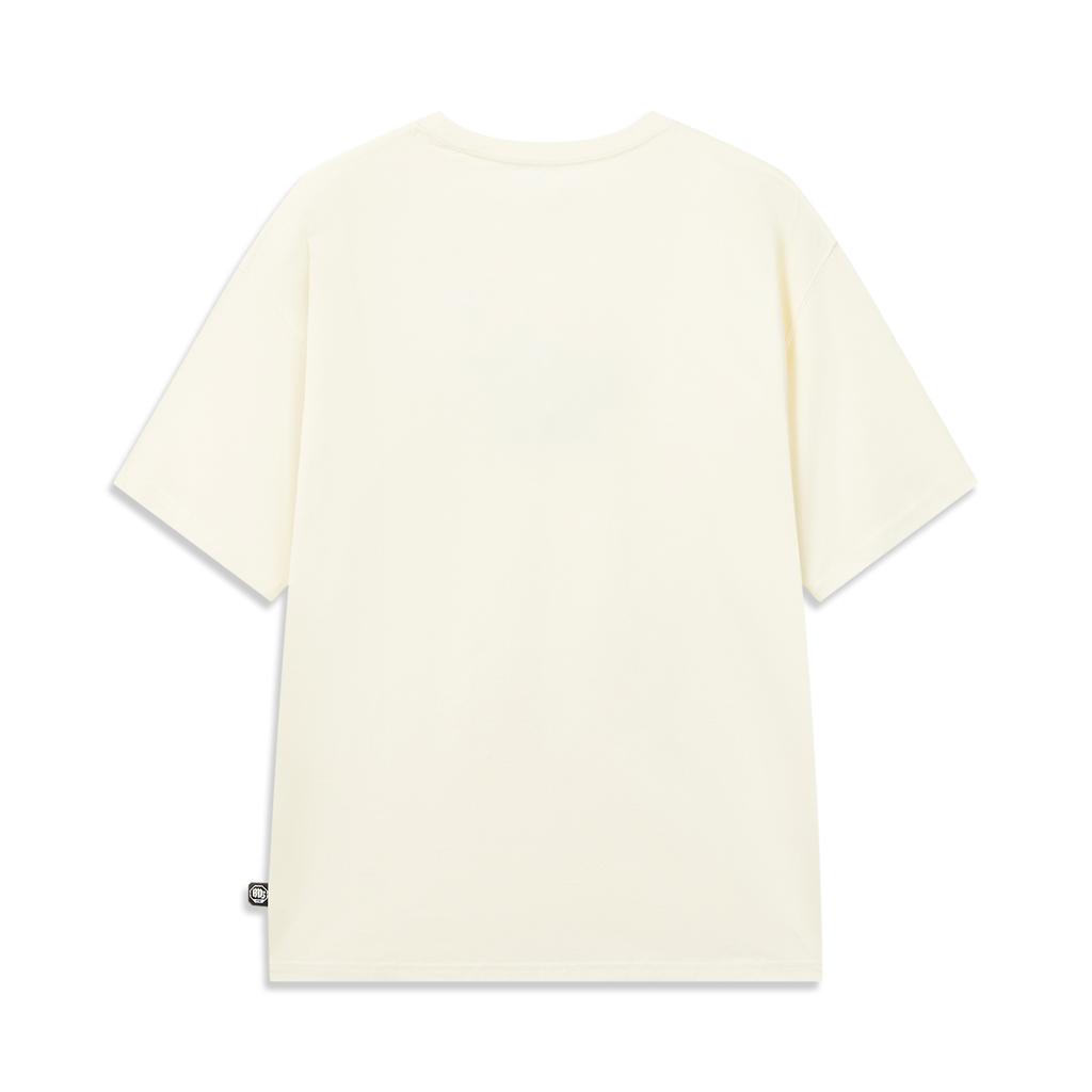 Men's Li-Ning T-Shirts Men's Vanilla White Crew Neck Moderate Straight Fit