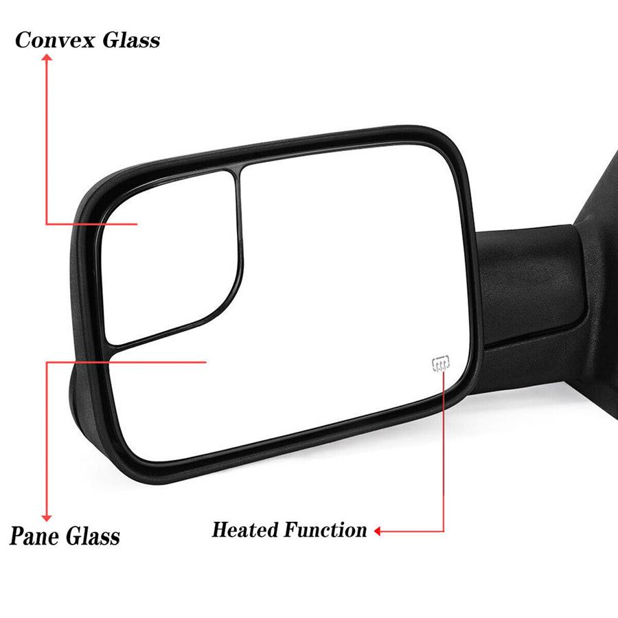 Pair Driver Passenger Side Power Heated Towing Mirror Glass For 05-09 Dodge Ram 1500 2500 3500