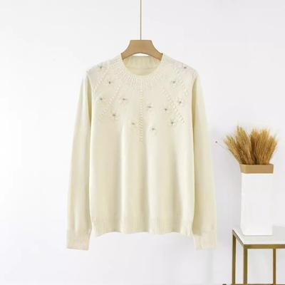 Pullover Rundhals Jacquard Saum Langarm Strickpullover