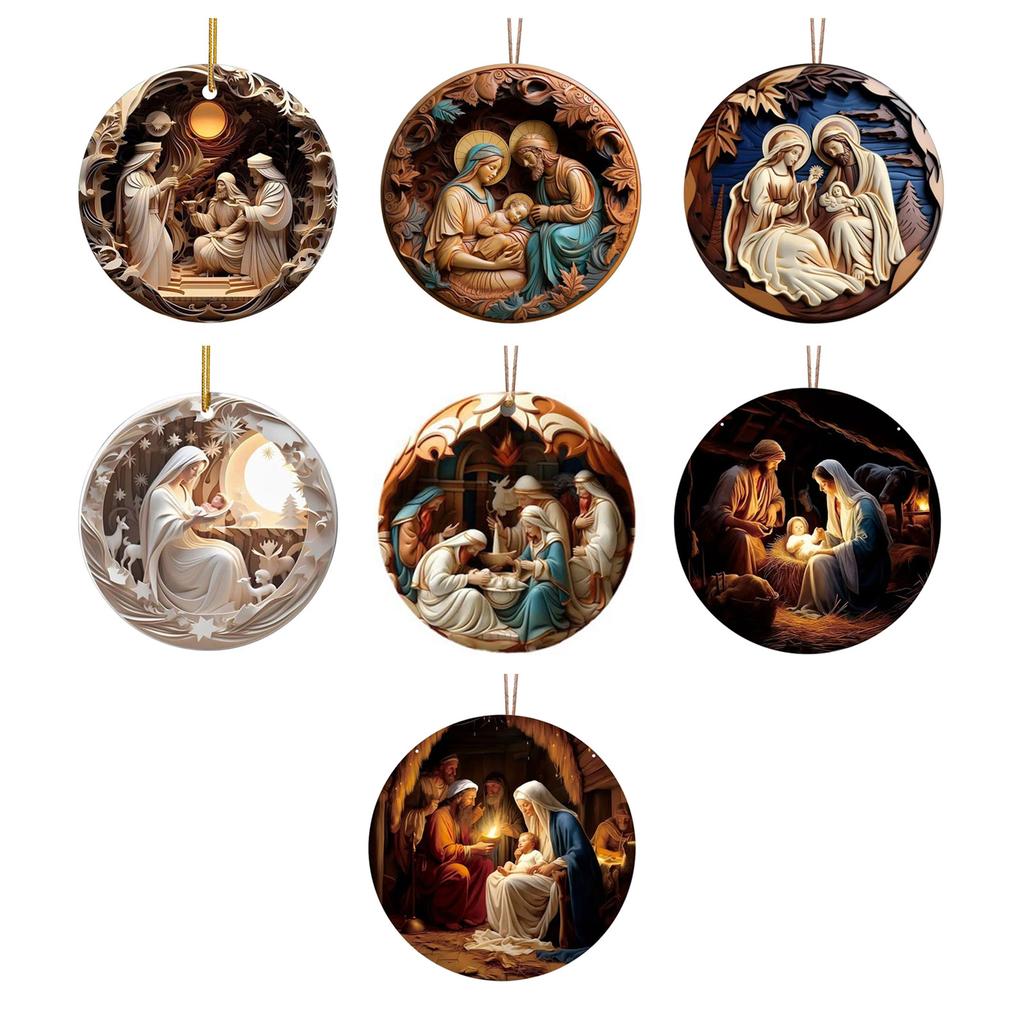 Miljøvennlig akryl Jesus fødsel hengende ornament Perfekt for juletre og festlig veggdekorasjon