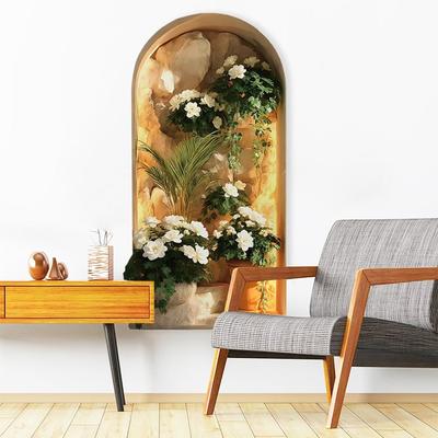 Creative Multicolor Wall Sticker Self-adhesive 3D Decorative Sticker Waterproof Fake Window Plant Decals Entrance Hall