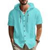 Men's Sports Casual Short-sleeved Shirt Hooded Fashion Sweater Cardigan Loose T-shirt