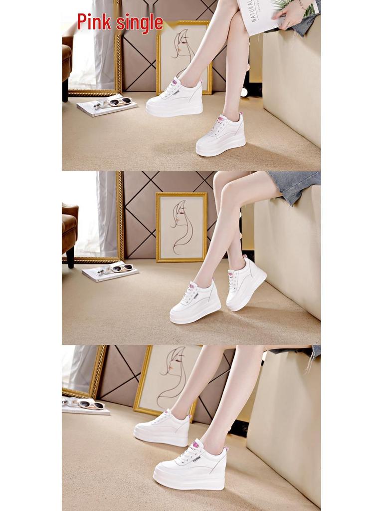 Trendige Plateau-Sneaker für Damen 2025: Atmungsaktives Mesh, Höhensteigerung, Lässiges Weiß.