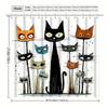 VIKAMA Cartoon Cat Print Shower Curtain Easy Care Nordic Style Bathroom Wet/Dry Separation Healing and Adorable Atmosphere