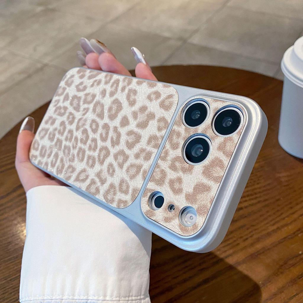 Leopard Glitter iPhone 17 Pro Max Case: Instantly Transforms to Phone Case with Precise Hole and Large Window Protection.
