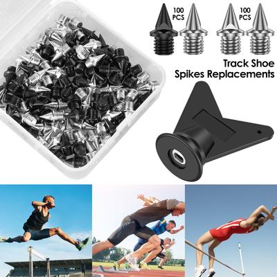 100Pcs Track Spikes Steel Wear Resistant Shoe Spikes Replacement Non-slip Lightweight Sport Shoes Spikes with Spike Wrench