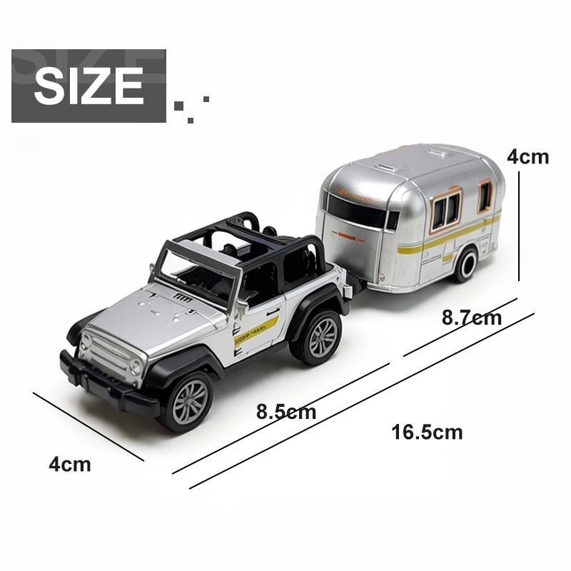 1:64 Alloy Diecast Pickup Caravan Car Model Classic Pull Back Car Miniature Vehicle Replica For Collection Gift
