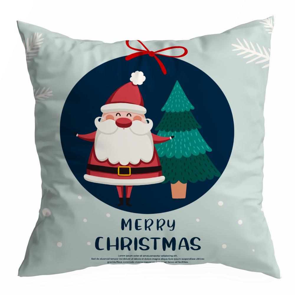 Christmas Pillowcase Cartoon Santa Claus Home Sofa Car Cushion Printed Pillowcase