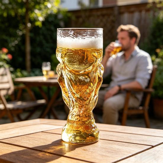 Mug à Bière Football pour Bières Artisanales Stouts et Cidres Poignée Ergonomique Verre à Bière Design Inspiré des Stades Tasse à Bière Parfaite pour les Soirées Regardage les Barbecues et