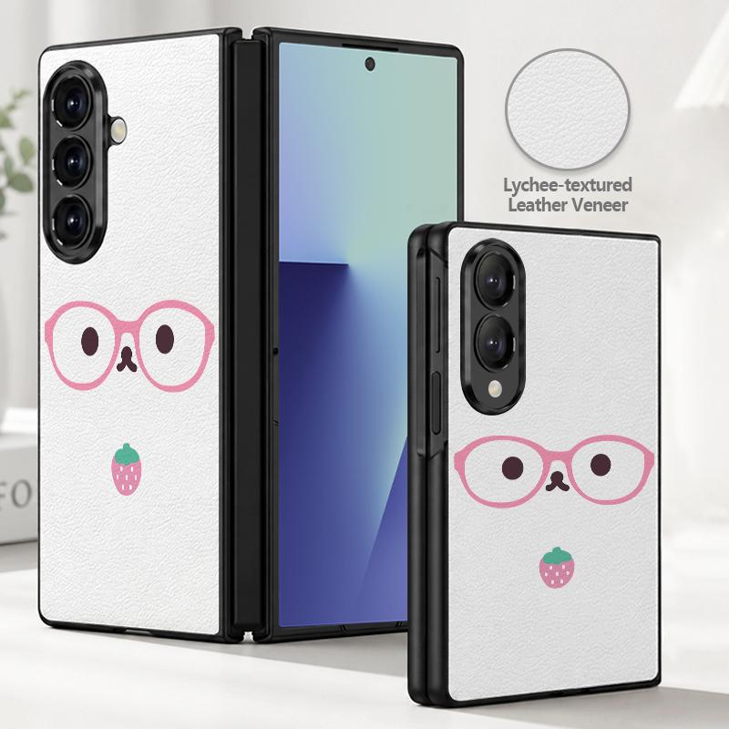Cute Cat Rabbit Print Case For Samsung Z Fold 8 Ultra 7 6 5 4 Hybrid Leather Skin Hard PC Bumper Cover For Galaxy Z Fold8 Fold7 Fold6 Fold5