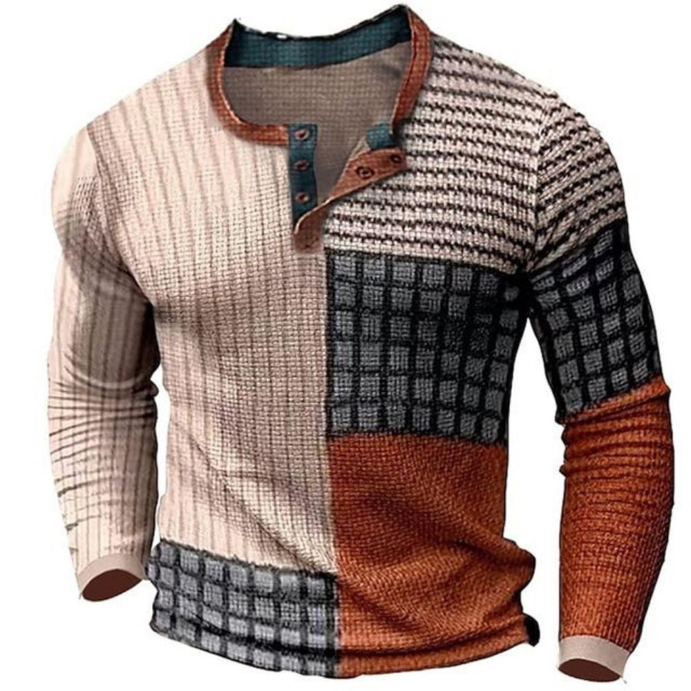 Maglietta vintage a maniche lunghe da uomo con stampa DTG 3D