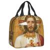 Custom Saint Nicolas Cage Insulated Lunch Bag for Camping Travel Funny Meme Waterproof Thermal Cooler Bento Box Women Children