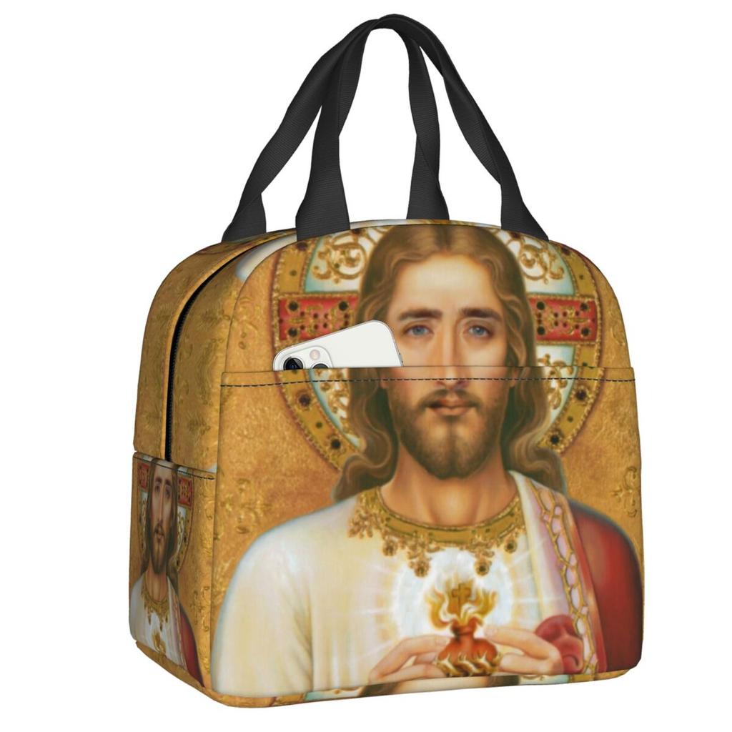 Custom Saint Nicolas Cage Insulated Lunch Bag for Camping Travel Funny Meme Waterproof Thermal Cooler Bento Box Women Children