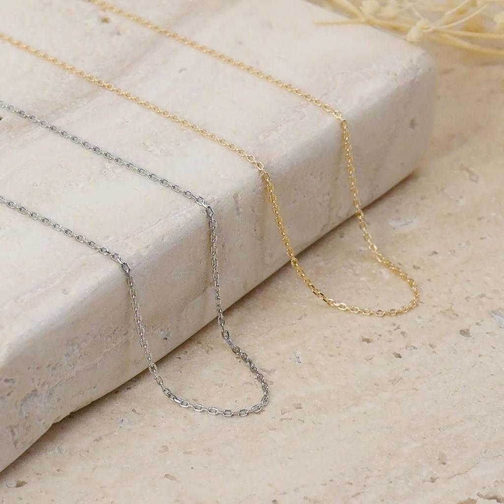 Lala Christie Platinum Chain Necklace, Pt850, Azuki Bean, 0.75mm Wide, Approx. 1.43g, Up to 45cm, Adjustable Length, lc97-0062