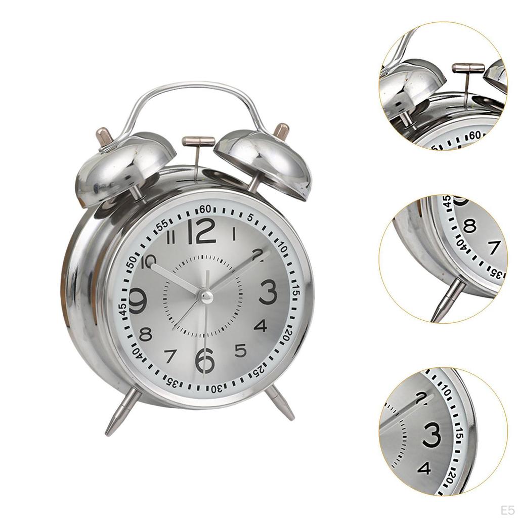 Analog Alarm Clock Desk Home Gift Hotel Luminous Dial Silent Non Ticking for Heavy Sleepers