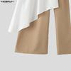 INCERUN Men Elastic Waist Ruffled Layers Casual Long Loose Pants Trousers