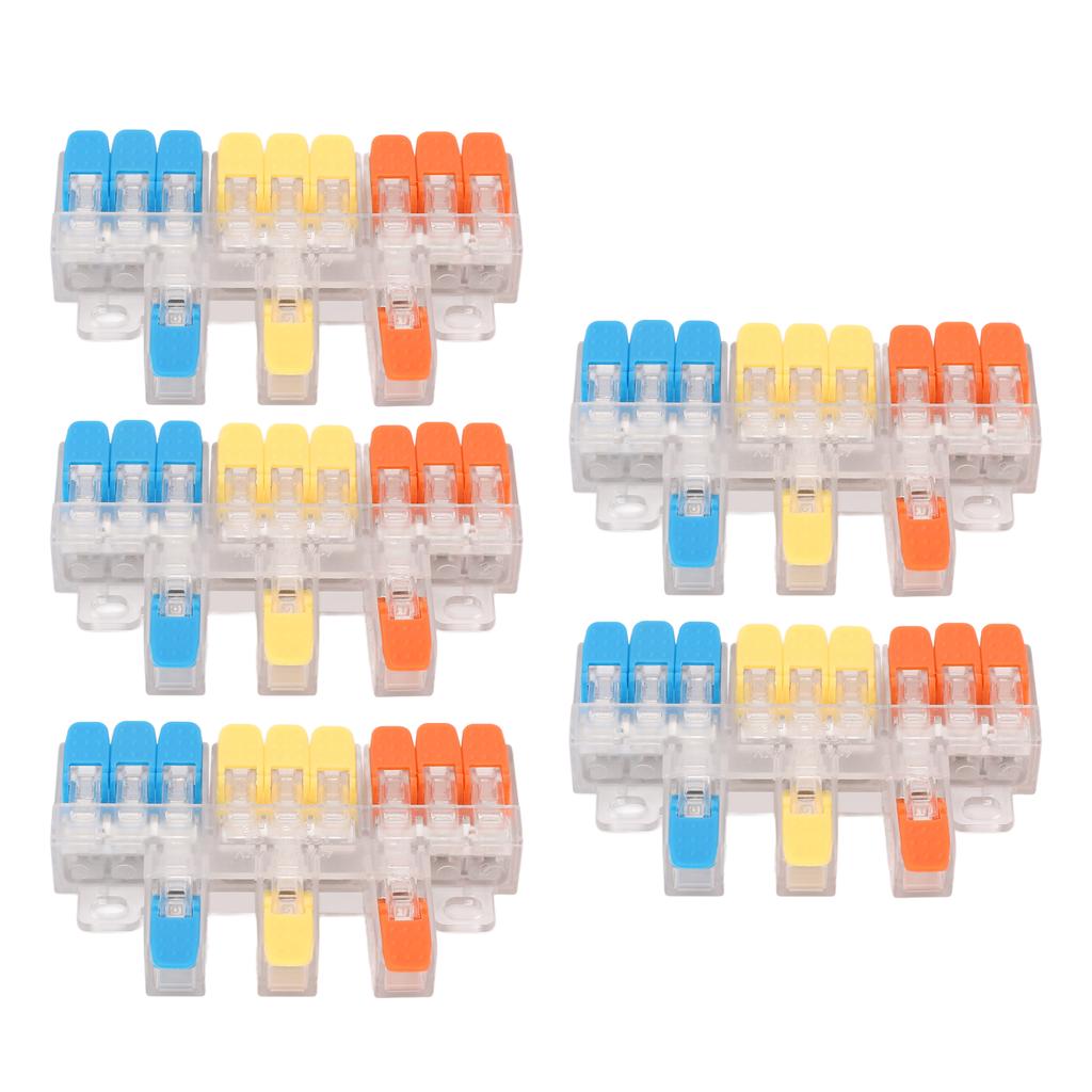 Kit de 5 connecteurs de fil à levier 3 à 9 Connecteur de câble à câblage rapide Bornier à conducteur enfichable 41A 450V