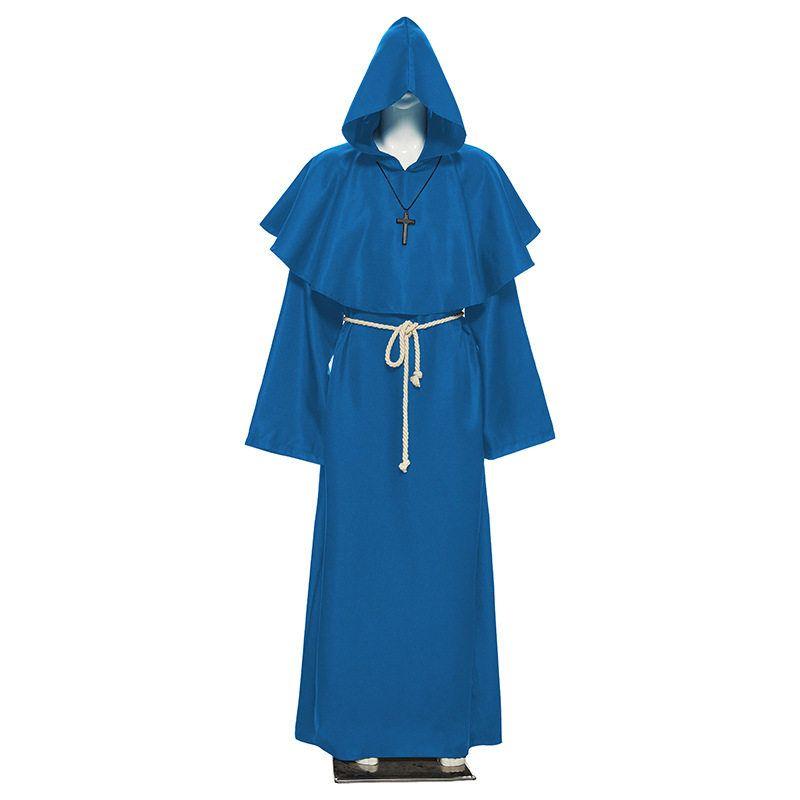 Halloween Cosplay Antikes Kostüm Mittelalterliche Mönchskutte Zaubererkostüm Priesterkostüm Set Rollenspiel