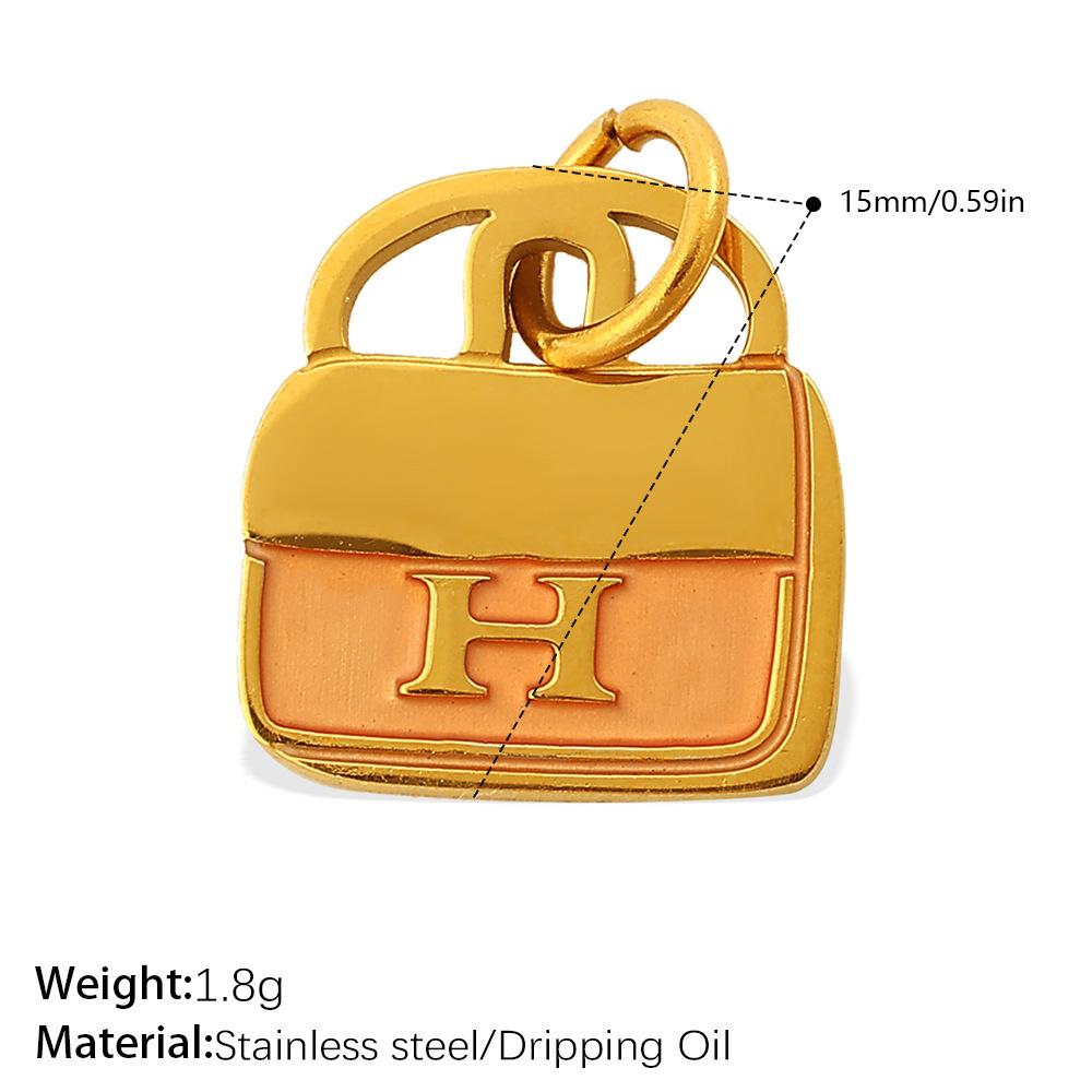 European and American Versatile Creative Color Bag Pendant, Stainless Steel Dripping Oil DIY Bracelet Necklace Accessories