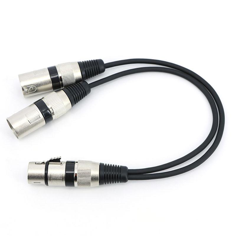 30cm 3-polig XLR Buchse auf 2 männliche XLR Y-Splitter Mikrofon DJ Kabel Konvertierung 2-fach 3-adrig 3p Stecker auf Buchse Adapter 30cm Kabel